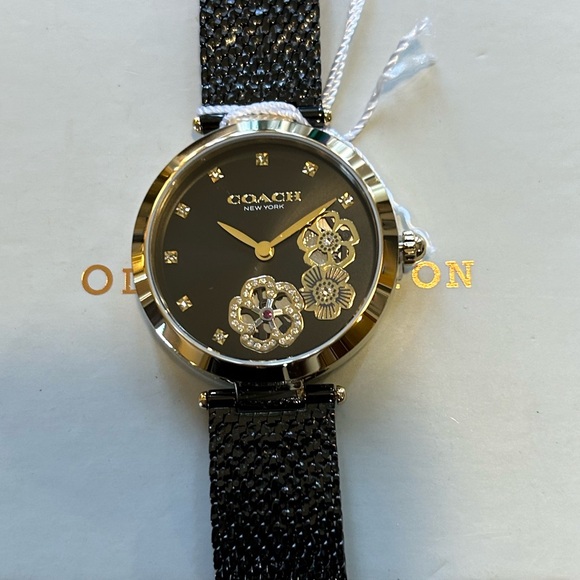 Coach Park Carnation Watch With 34mm Black Face & Black MeshBracelet - Picture 2 of 6